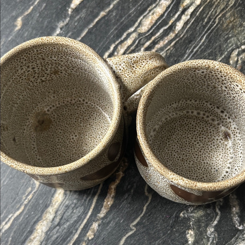 Artisan hand made ceramic 2 Mugs 1 Bowl Set brown speckle - Picture 4 of 13